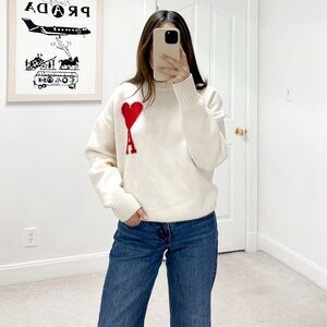 Ami Alexanndre Mattiussi Off-White Wool Ami de Coeur Sweater